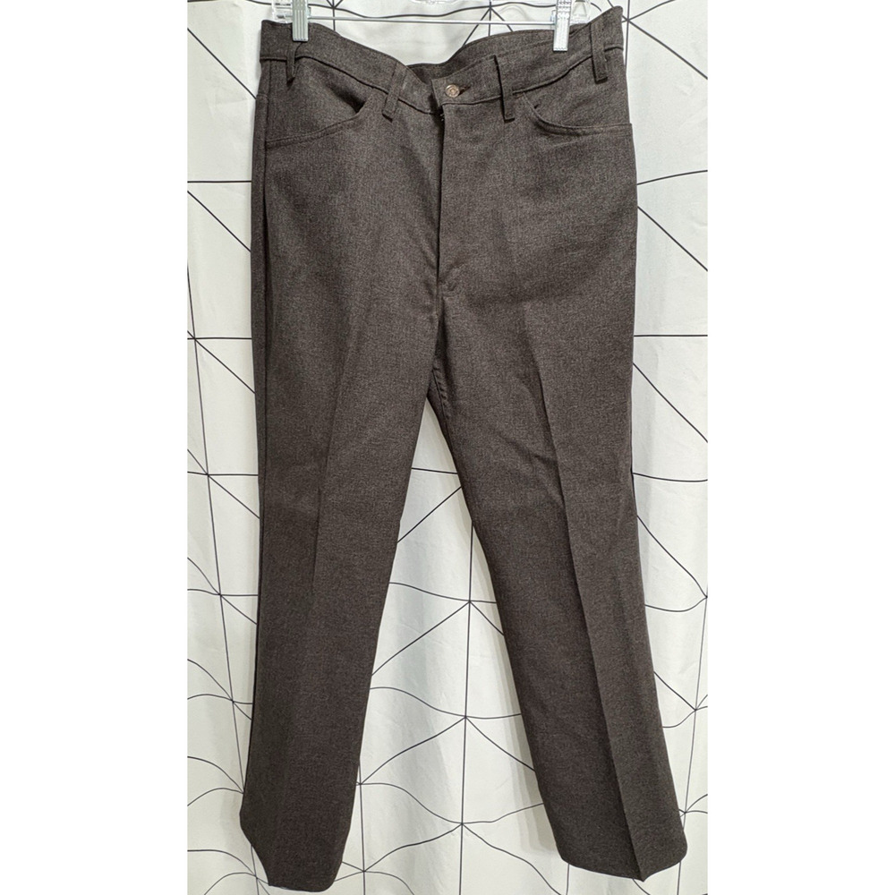 Vintage Levis 517 Brown 36 X 31 Dacron Polyester Pants Black Tab Pleated 90s